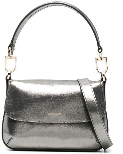 Giorgio Armani Medium La Prima Leather Tote Bag - Gray