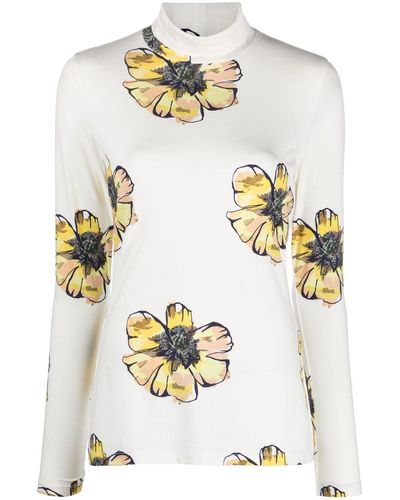 PS by Paul Smith Langarmshirt mit Blumen-Print - Weiß