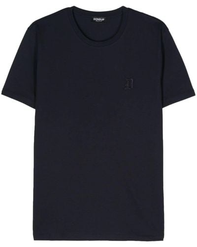 Dondup Logo-embroidered Cotton T-shirt - Blue