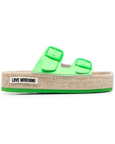 Love Moschino Side-buckle Detail Logo Mules - Green