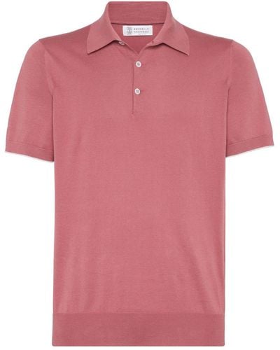 Brunello Cucinelli Fein gestricktes Poloshirt - Pink