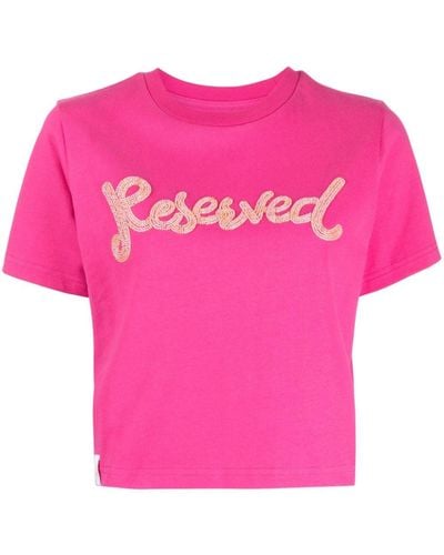 Izzue Reserved Cropped-T-Shirt mit Perlen - Pink