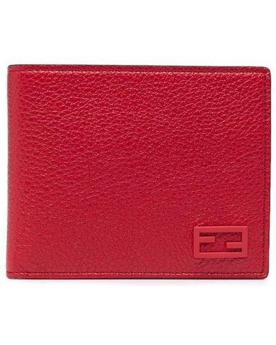 Fendi Logo Plaque Bi-fold Wallet - Red