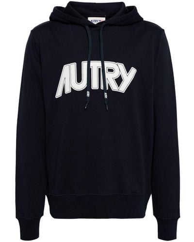 Autry Logo-print Cotton Hoodie - Blue