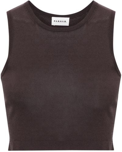 P.A.R.O.S.H. Roux Knitted Tank Top - Brown