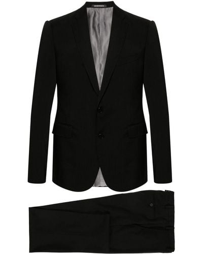 Emporio Armani Single-breasted Wool Suit - Black