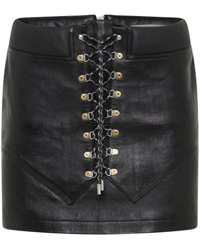 Dion Lee Hiker Boot Leather Miniskirt - Black