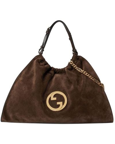Gucci Grand sac cabas Blondie à patch logo - Marron
