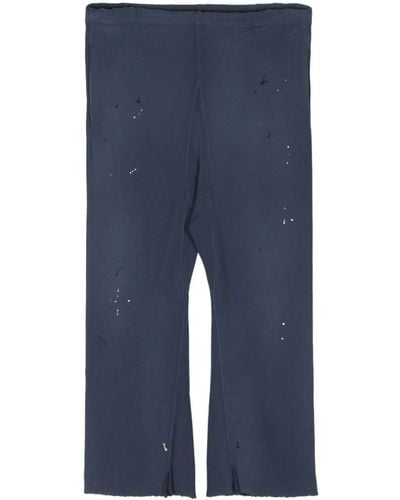 Maison Margiela Paint-splatter-detail Cotton Trousers - Blue
