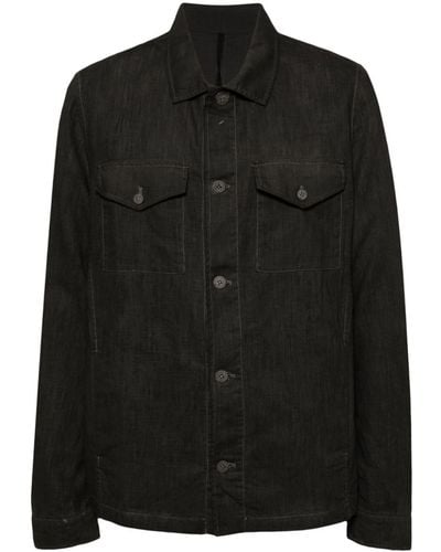 Poeme Bohemien Linen Shirt Jacket - Black