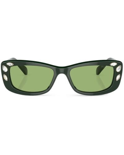 Swarovski Occhiali da sole squadrati con cristalli - Verde