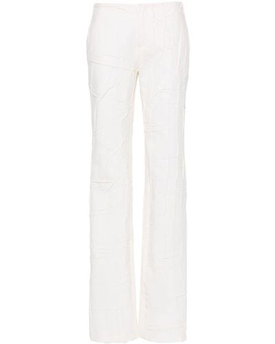 Blumarine Crinkled Straight-leg Trousers - White