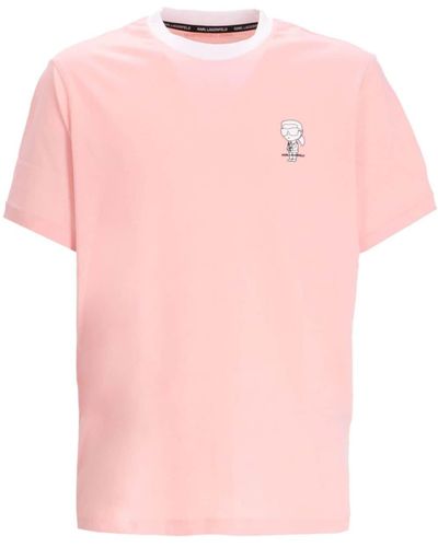 Karl Lagerfeld T-Shirt mit Logo-Print - Pink