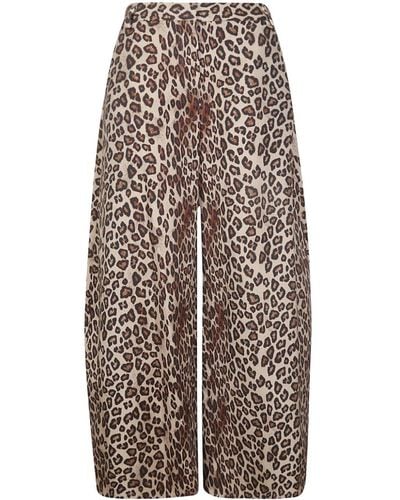 Alberto Biani Cheetah-print Wide-leg Trousers - Natural