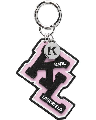 Karl Lagerfeld K/Ikonik Varsity Schlüsselanhänger - Weiß