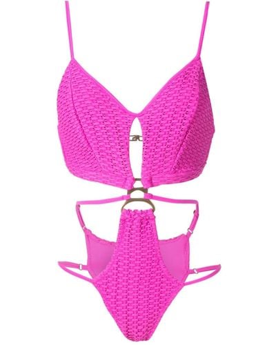 Amir Slama Woven Cut-out One-piece - Pink
