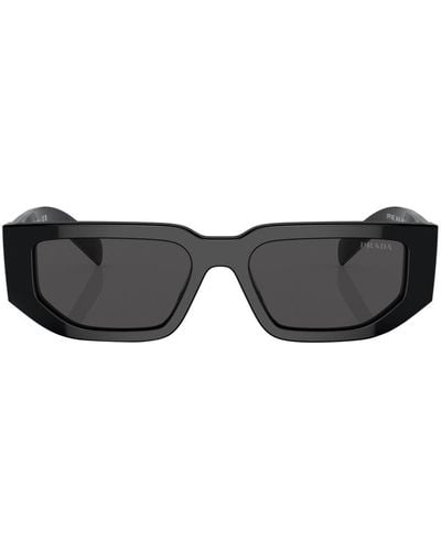 Prada Gafas de sol con montura rectangular y logo - Negro