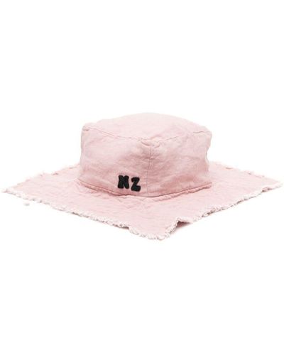 Natasha Zinko Logo-patch Frayed-brim Hat - Pink