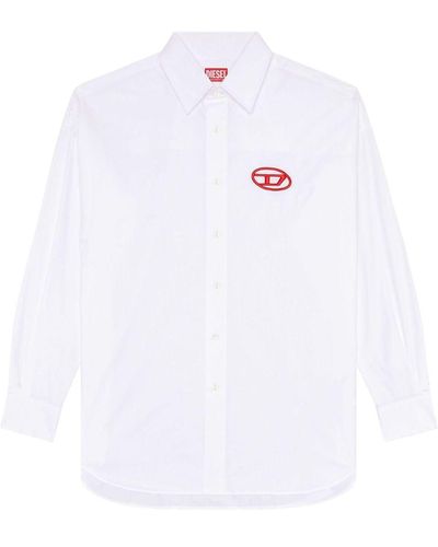 DIESEL S-dou-plain Logo-embroidered Shirt - White