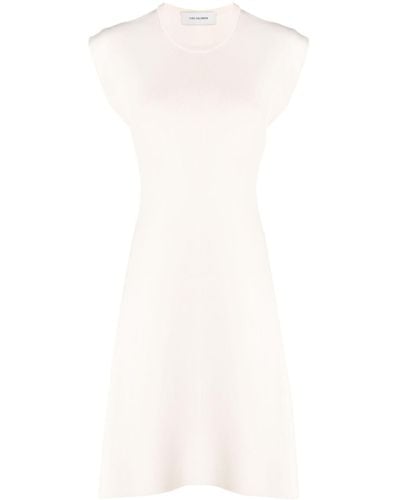Yves Salomon Fine-ribbed Sleeveless Mini Dress - White