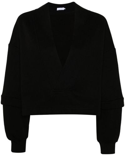 Ioana Ciolacu V-neck Cotton-blend Sweatshirt - Black
