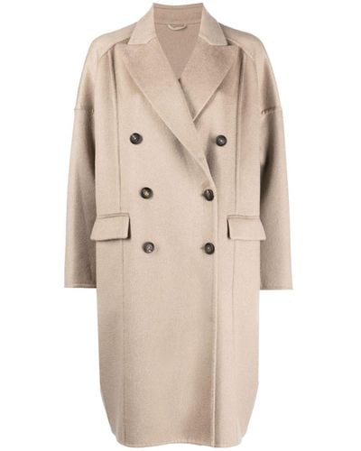 Brunello Cucinelli Monili Bead-embellished Cashmere Coat - Natural