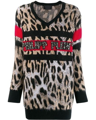 Philipp Plein V-neck Leopard Top - Multicolor