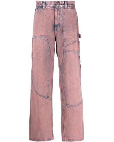 ANDERSSON BELL Jeans a gamba ampia con design patchwork - Rosso