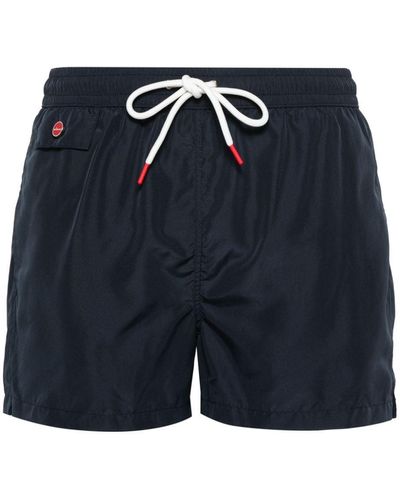 Kiton Badeshorts mit Logo-Stickerei - Blau