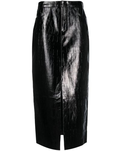 Gestuz Anafeegz Leather Midi Skirt - Black