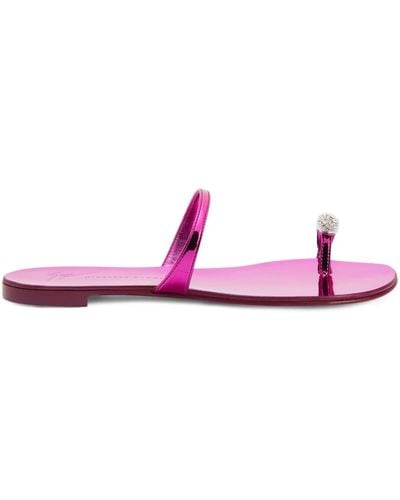 Giuseppe Zanotti Ring Crystal-embellished Flip-flops - Pink