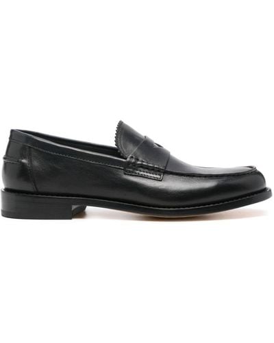 Doucal's Pebbled-leather Loafers - Black