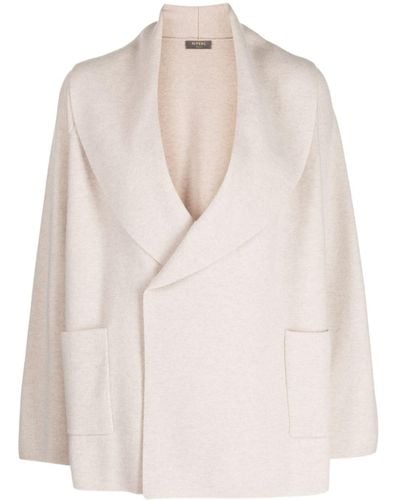 N.Peal Cashmere Fine-knit Cashmere Shawl Cardigan - Natural