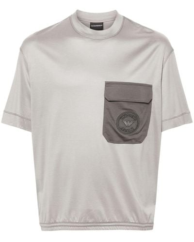 Emporio Armani T-shirt à patch logo - Gris