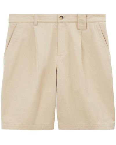 Burberry Ekd Cotton Cargo Shorts - Natural