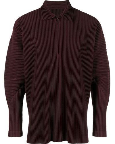 Homme Plissé Issey Miyake Plissiertes Poloshirt - Rot