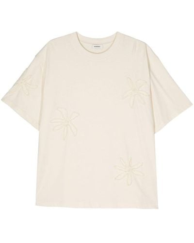 Sandro Floral-embroidered Jersey T-shirt - White