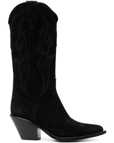 Sonora Boots Bottes Santa Fe 75 mm en daim - Noir