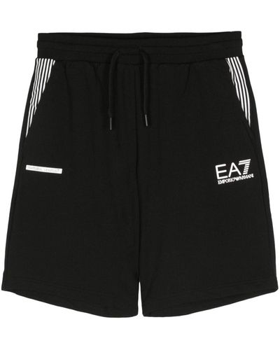 EA7 Shorts mit Logo-Print - Schwarz