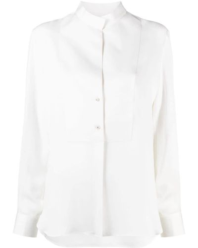 Giorgio Armani バンドカラー シルクシャツ - ホワイト