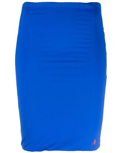 The Attico Jupe crayon à logo en relief - Bleu