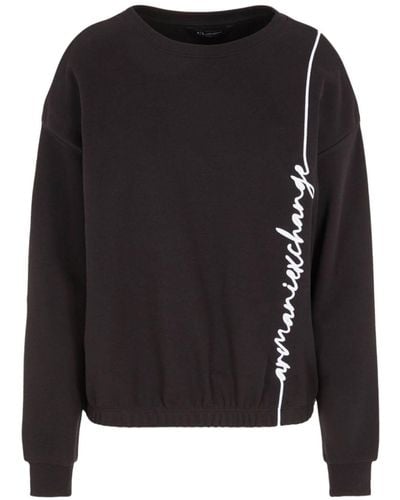 Emporio Armani A | X Armani Exchange Signature Logo French Terry Pullover Sweatshirt - Black