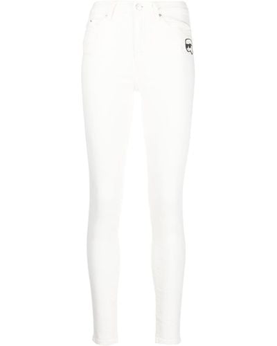 Karl Lagerfeld Vaqueros skinny con parche del logo - Blanco