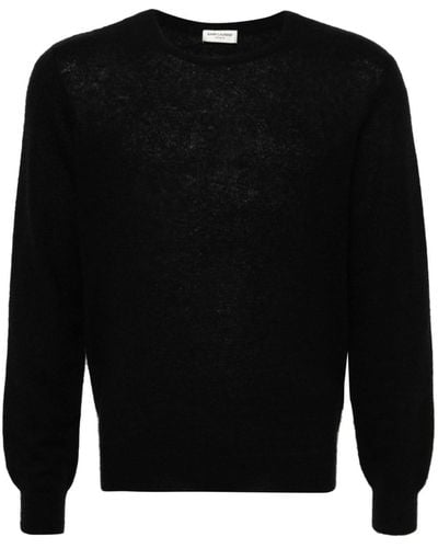 Saint Laurent Gestrickter Pullover mit gebürstetem Effekt - Schwarz