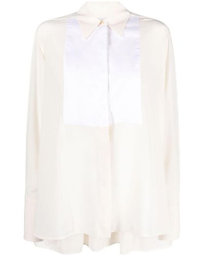 Victoria Beckham コントラストパネル シルクシャツ - ホワイト