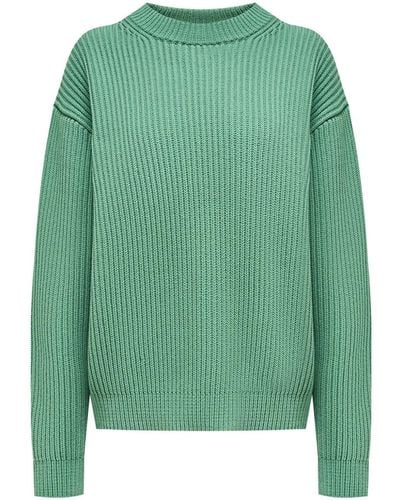 12 STOREEZ Ribbed-knit Cotton Jumper - Green