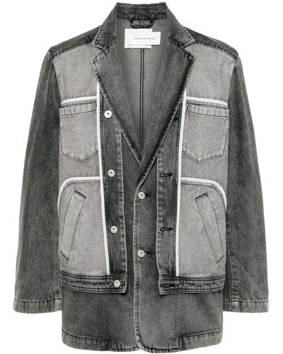 Feng Chen Wang Giacca denim Inside Out con design patchwork - Grigio