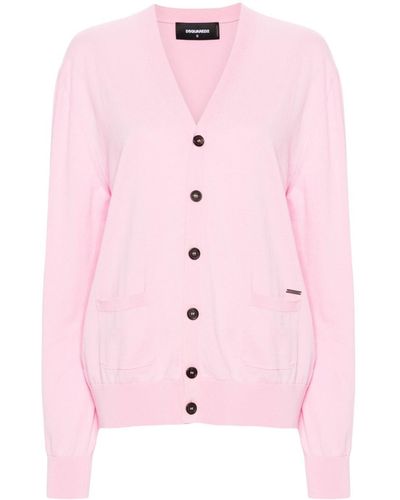 DSquared² V-neck Fine-knit Cardigan - Pink