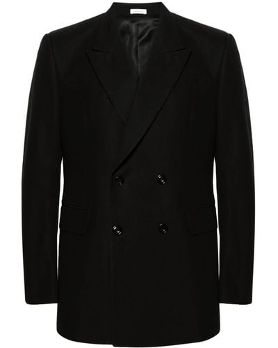 Alexander McQueen Blazer en coton à boutonnière croisée - Noir