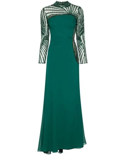 Gemy Maalouf Sequin-embellished Paneled Gown - Green